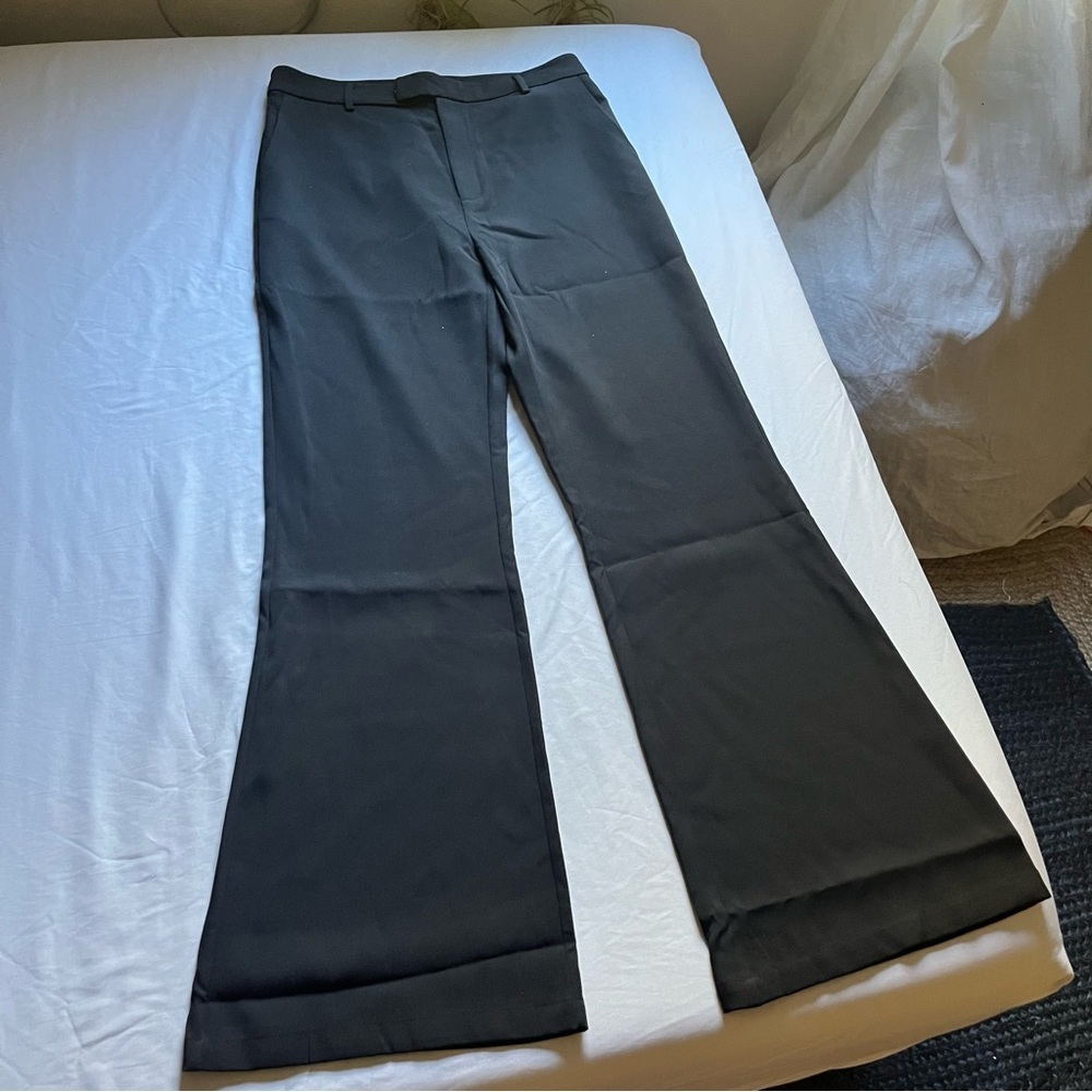 NWT BEC + BRIDGE‎ black wide flare bootcut leg cropped trousers